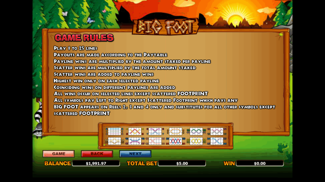 Игровой интерфейс Bigfoot 6